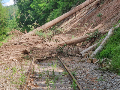Starke Unwetterschäden: vorerst keine Fahrten der Schwäbischen Waldbahn